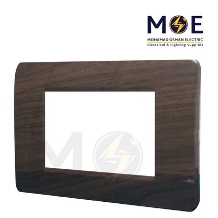 SAS Eco Hams Plastic Cover Plate Deluxe Wooden Gloss 3module | Eco-0101-509 | بلاك بلاستيك خشبي لميع