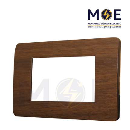SAS Eco Hams Plastic Cover Plate Wooden Brown 3module | Eco-0101-405 | بلاك بلاستيك بني خشبي