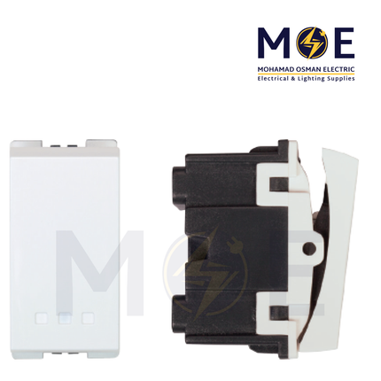 SAS Eco Reversing Switch White 1P 10AX 250V | Eco-50-509 | مفتاح تربل دركسيون ابيض