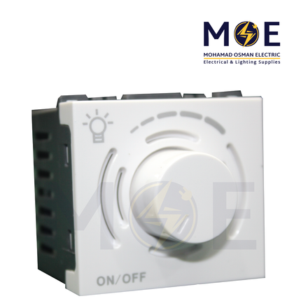 SAS Eco Rotary Light Dimmer White 1P 500W 220V 1module | Eco- 50- 803 | ديمر برم مع اضاءة ابيض