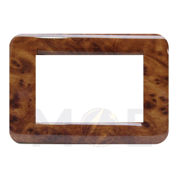 Abbas/ Idea Elegance Roma Plastic Cover Plate Glossy Light Wood 3module | Elg-Roma-16228 | بلاك بلاستيك خشبي فاتح لميع