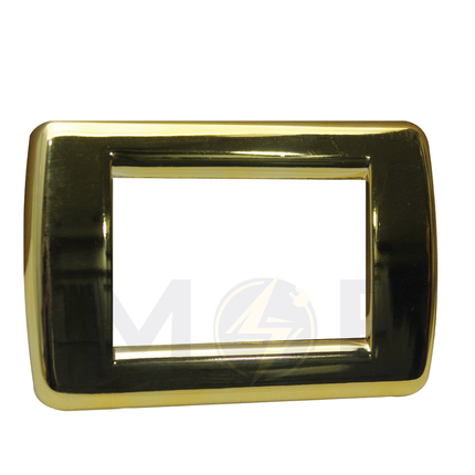 Abbas/ Idea Elegance Roma Plastic Cover Plate Gold Reflex 3module | Elg-Roma-16215 | بلاك بلاستيك ذهبي لميع