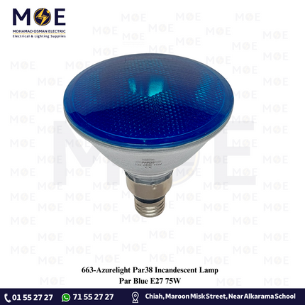 Azurelight Par38 Incandescent Lamp Par Blue E27 75W | لمبة بار عادي برم ازرق