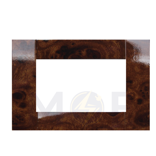 Abbas/ Idea Elegance Venessia Plastic Cover Plate Glossy Light Wood 3module | Elg-Venessia-16128 | بلاك بلاستيك خشبي فاتح لميع