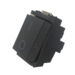 Glamour 1Way Switch Gray 2P 20A 250V 0-1 | 16016 | مفتاح مفرد خطين رمادي اسود