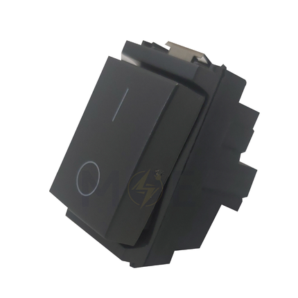 Glamour 1Way Switch Gray 2P 20A 250V 0-1 | 16016 | مفتاح مفرد خطين رمادي اسود