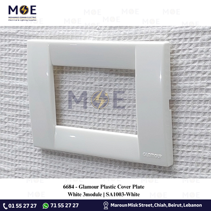 Glamour Plastic Cover Plate White 3module | SA1003-White | بلاك بلاستيك ابيض