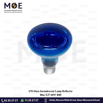 Dura Incandescent Lamp Reflector Blue E27 60W R80 | 736 | لمبة عادي برم ازرق