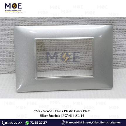 NewVS/ Plana Plastic Cover Plate Silver 3module | PGV014-SL-14 | بلاك بلاستيك فضي