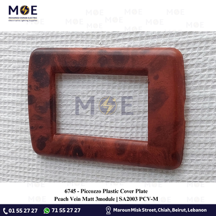 Piccozzo Plastic Cover Plate Peach Vein Matt 3module | SA2003 PCV-M | بلاك بلاستيك خوخ ناشف