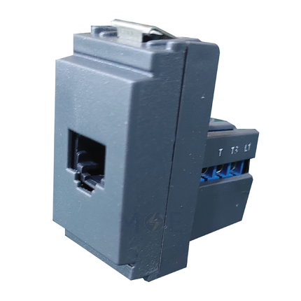 Piccozzo RJ11 phone Jack | Telephone Socket 6 Contacts Gray | 09857-6 | بريز تلفون باناسونيك رمادي اسود