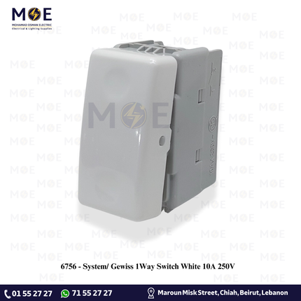 System/ Gewiss 1Way Switch White 10A 250V | | مفتاح مفرد ابيض