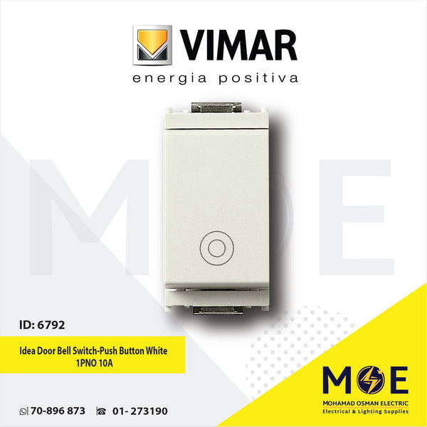 Vimar Idea Door Bell Switch/ Push Button White 1PNO 10A | 16080.B | كباس جرس داخلي مفرد ابيض