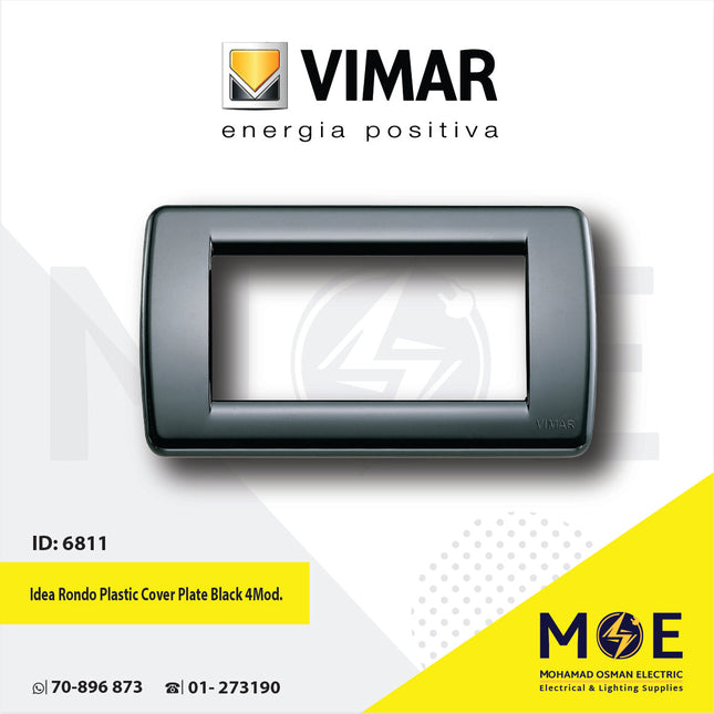 Vimar Idea Rondo Plastic Cover Plate Black 4module | 16764.16 | بلاك بلاستيك اسود