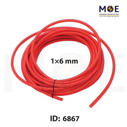Euro Photovoltaic Solar cable | PV Cable Red | PV1-F 1x6mm | كابل طاقة شمسية مبروم شعري احمر