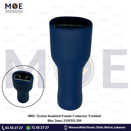 System Insulated Female Connector Terminal Blue 2mm | FDFD2-250 | كوس جارور انتاية معزول ازرق