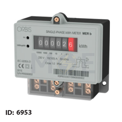 Orbis IP54 Single-Phase Energy Meter KwH 230V AC 50/60Hz 10(100A) | MER-B-230V | عداد كيلو وات عريض