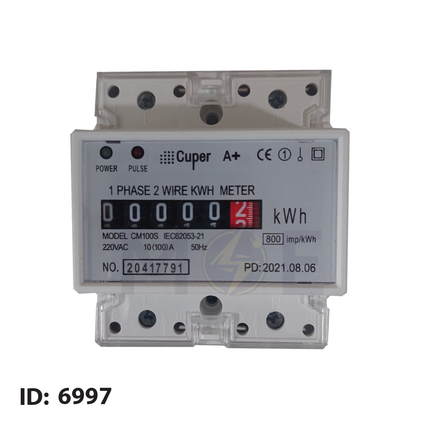 CuperA+ Single Phase Energy Meter KwH 230V AC 50Hz 100A 4module | CM100S - DDS788-4 | عداد كيلو وات سكة عريض واحد فاز