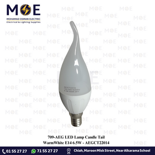 AEG LED Lamp Candle Tail WarmWhite E14 6.5W | AEGCT22014 | لمبة ليد برم سن رفيع شمعة دنب ورم وايت