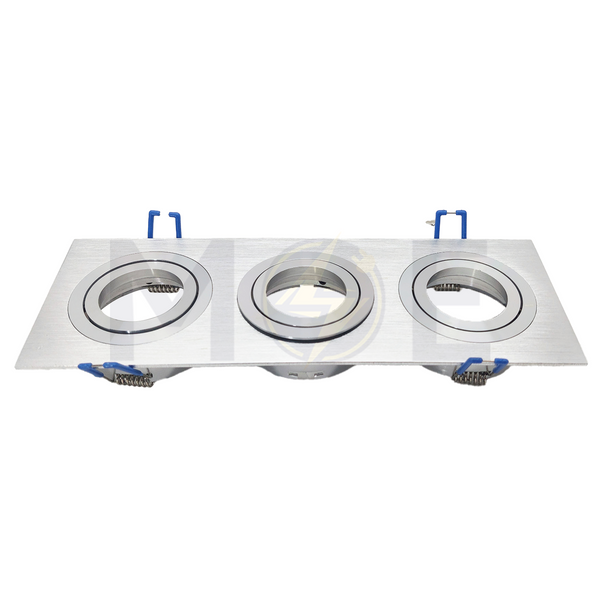 Triple downlight / Spotlight Frame MR16 Chrome Recessed Adjustable Rectangular 23.5x7.5cm | WL-47013