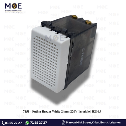 Futina Buzzer White 24mm 220V 1module | B201J | جرس صغير مفرد ابيض