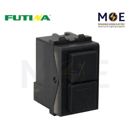 Futina Push Button Black 10A 250V | F201N | كباس ستور اسود