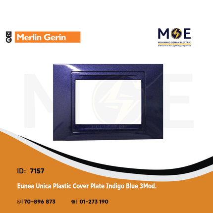 Merlin Gerin Eunea Unica Plastic Cover Plate Indigo Blue 3module | U4.103.42 | بلاك بلاستيك ازرق نيلي