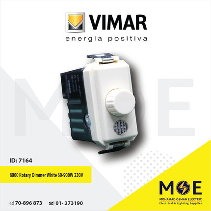Vimar Serie 8000 Rotary Dimmer White 60- 900W 230V 1module | 8336 | ديمر برم ابيض