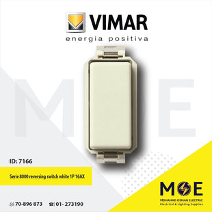 Vimar Serie 8000 reversing switch white 1P 16AX | 08013 | مفتاح تربل دركسيون ابيض
