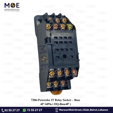 Powerelec IT Relay Socket / Base 4P 14Pin | DQ-Base4P | قاعدة ريليه ميني اربعة توش