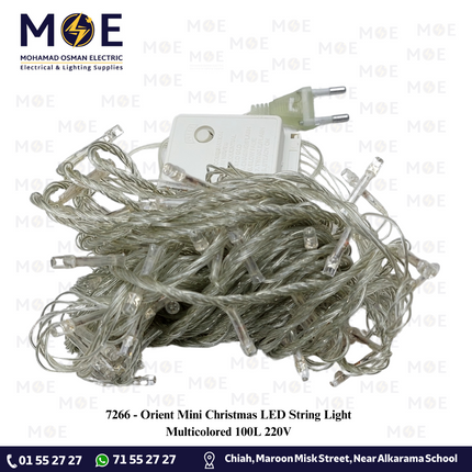 Orient Mini Christmas Multicolored LED String Light 100L 220V | حبل زينة ليد شفاف ملون
