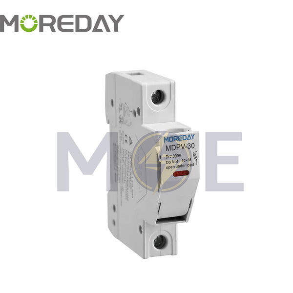 MoreDay Din Fuse Holder With Fuse 10x38mm 30A 1000VDC | MDPV-30 | دجنتور بيت فيوز مع فيوز - حامل فيوز على سكة دين - قاعدة فيوز
