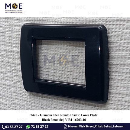 Glamour Idea Rondo Plastic Cover Plate Black 3module | VIM-16763.16 | بلاك بلاستيك اسود