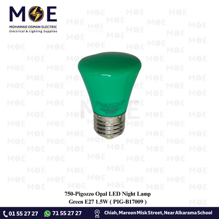 Pigozzo Opal LED Night Lamp Green E27 1.5W | PIG-B17009 | لمبة ليد برم نواصة اخضر