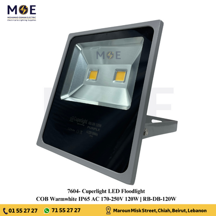 Cuperlight COB LED Floodlight Gray 120W Warmwhite IP65 | RB-DB-120W | برجكتور ليد انارة مطري رمادي ورم وايت