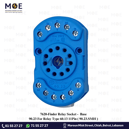 Finder Relay Socket / Base 90.23 For Relay Type 60.13 11Pin | 90.23.SMH | قاعدة ريليه