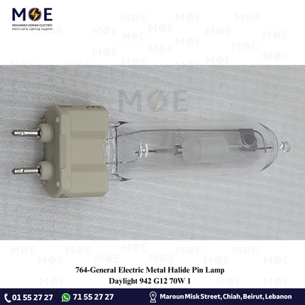 General Electric Metal Halide Pin Lamp Daylight 942 G12 70W | لمبة شك متل هالايد دايلايت