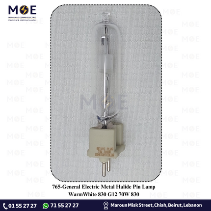 General Electric Metal Halide Pin Lamp WarmWhite 830 G12 70W 830 | لمبة شك متل هالايد ورم وايت