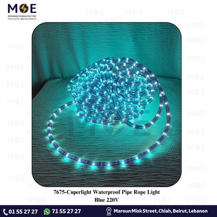 Cuperlight Waterproof Pipe Rope Light Blue 220V 100mt | نبريش مبروم ضو ازرق
