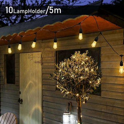 String Light Black Waterproof Wire 10 LampHolder E27 5mt Extendable | XS-DT6-1
