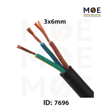 Med Cables Sheathed-Insulated CU Core 450/750V Flexible Black | NYM 3x6 mm | كابل مبروم اسود