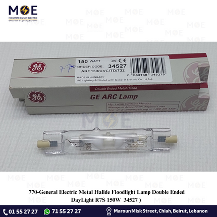 General Electric Metal Halide Floodlight Lamp Double Ended DayLight R7S 150W | 34527 | لمبة برجكتور متل هالايد دايلايت