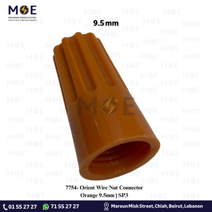 Orient Wire Nut Connector Orange 9.5mm | SP3 | طربوش توصيل برم اورونج