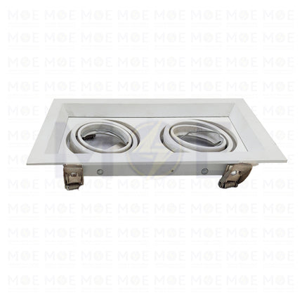 Cuperlight Double downlight / Spotlight Frame MR16 White Recessed Adjustable Square 19x10cm | سبوت فارغ مستطيل مخفي ابيض متحرك مجوز