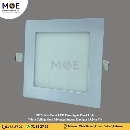 Blue Point LED Downlight/ Panel Light White Ceiling Flush Mounted Square Daylight 13.5cm 9W | سبوت ليد مربع مخفي ابيض دايلايت