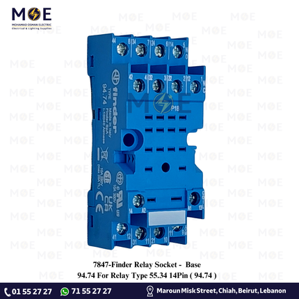 Finder Relay Socket / Base 94.74 For Relay Type 55.34 14Pin | 94.74 | قاعدة ريليه