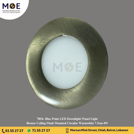 Blue Point LED Downlight/ Panel Light Bronze Ceiling Flush Mounted Circular Warmwhite 7.5cm 4W | سبوت ليد مدور مخفي برونز ضو ورم وايت