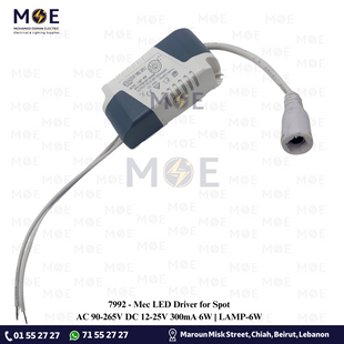 Mec LED Driver for Spot AC 90-265V DC 12-25V 300mA 6W | LAMP-6W | ترانس ليد سبوت