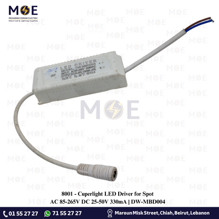 Cuperlight LED Driver for Spot AC 85-265V DC 25-50V 330mA | DW-MBD004 | ترانس ليد سبوت