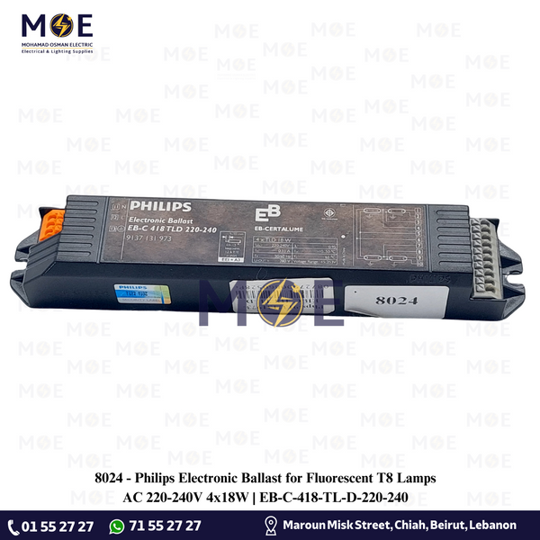 Philips Electronic Ballast for Fluorescent T8 Lamps AC 220-240V 4x18W | EB-C-418-TL-D-220-240 | ترانس الكترون